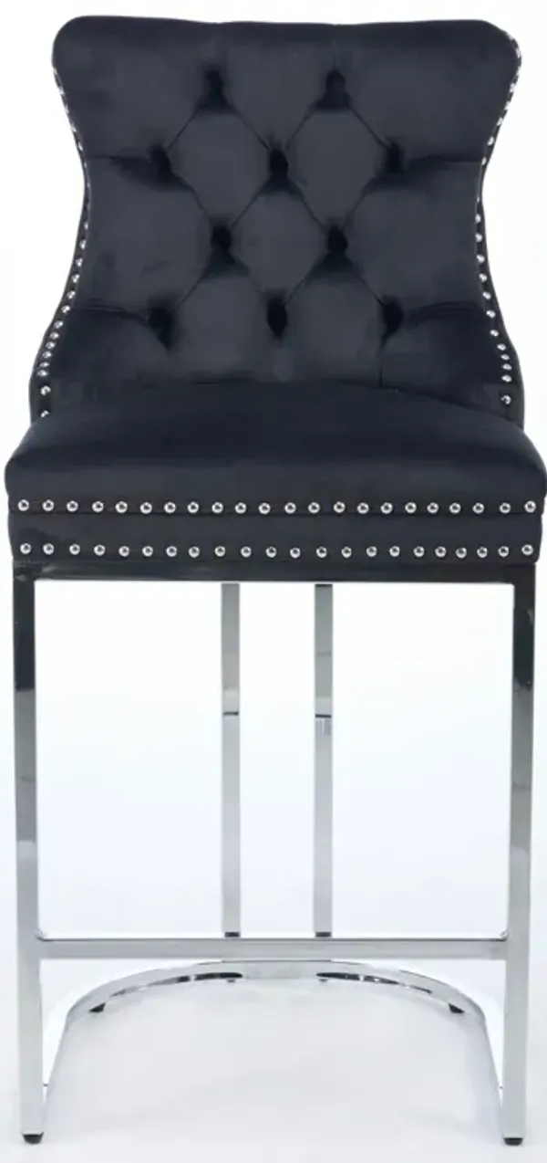 Streamdale Modern Velvet Counter Height Barstools (Black, Set of 2)
