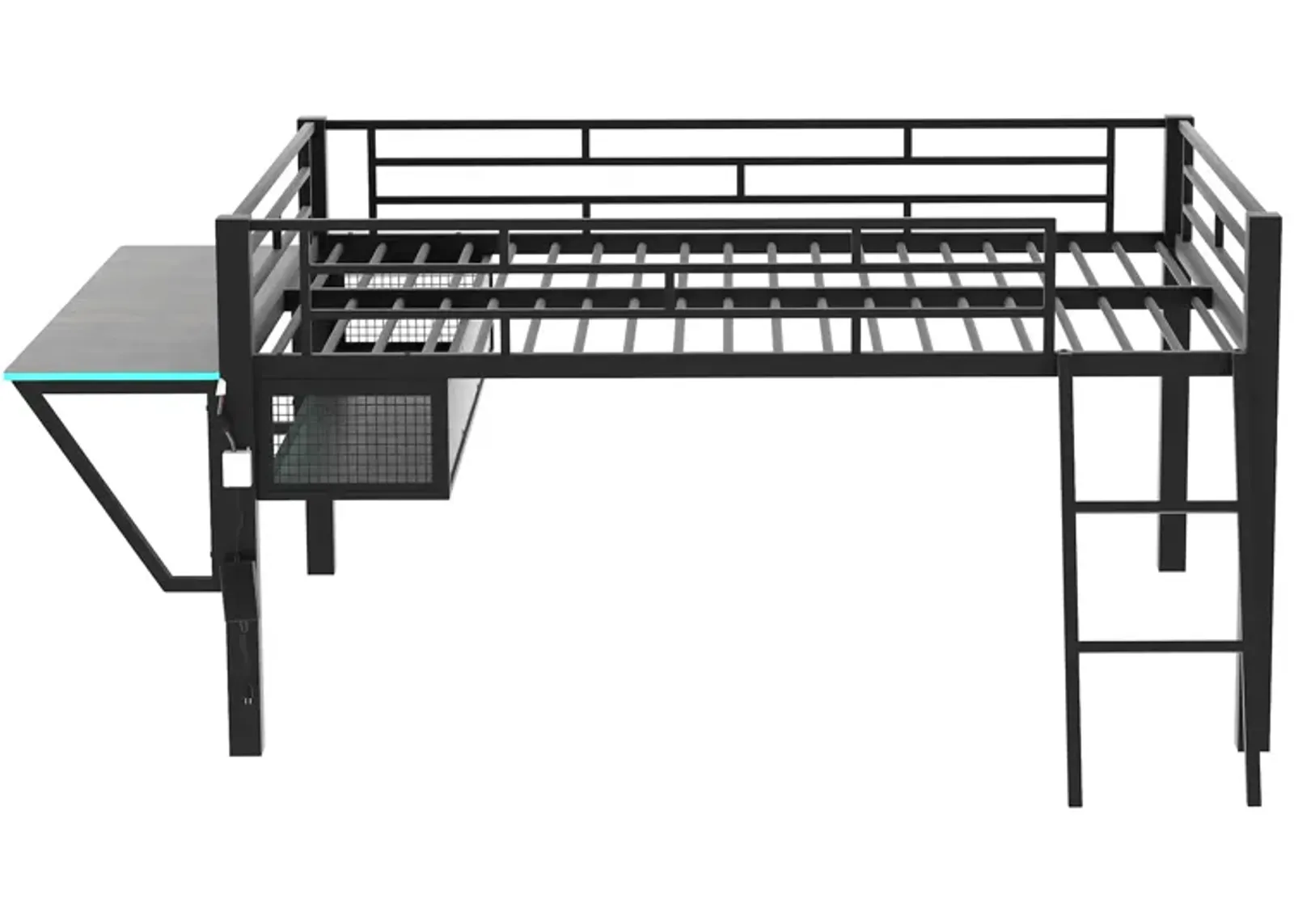 Merax Gaming Mid Loft Bed with Desk