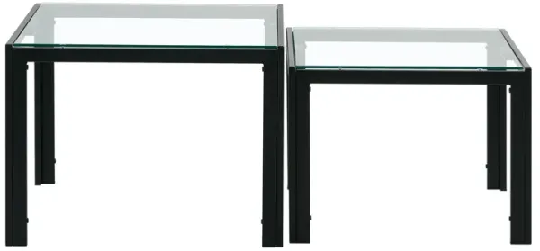 Hivvago Set of 2 Tempered Glass Modern Design Nesting Coffee Table Set