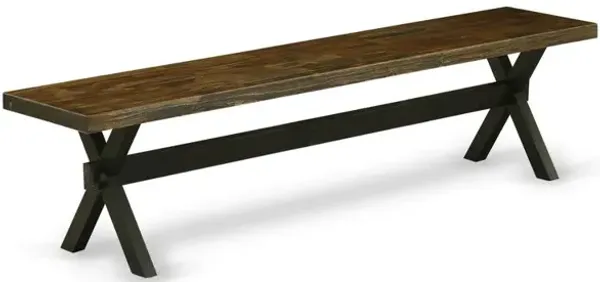 East West Furniture Dining Bench Wire brushed Black & Distressed Jacobean, XB677