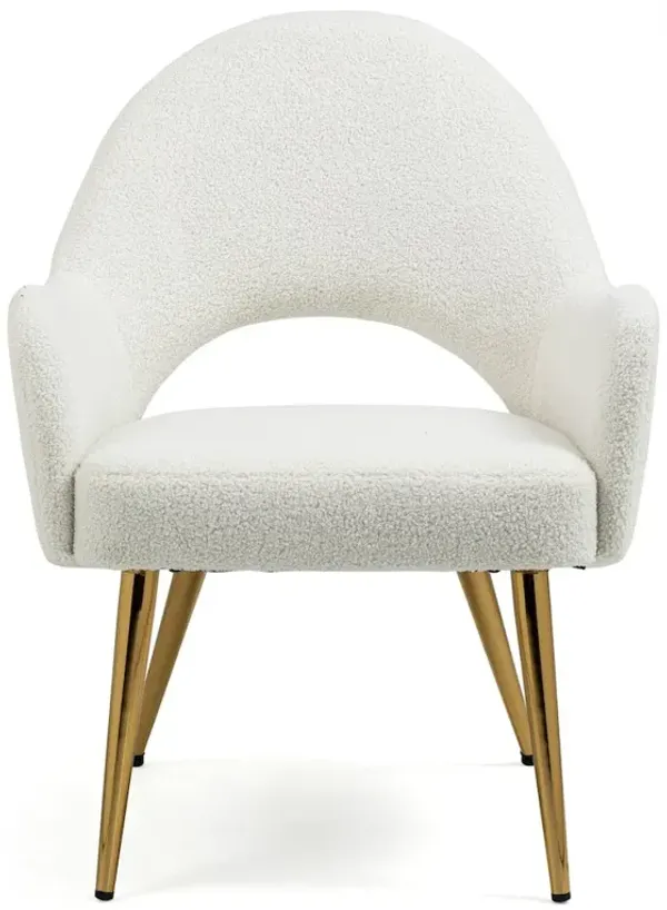 Glamour Home Azael White Boucle Accent Chair with Gold Legs