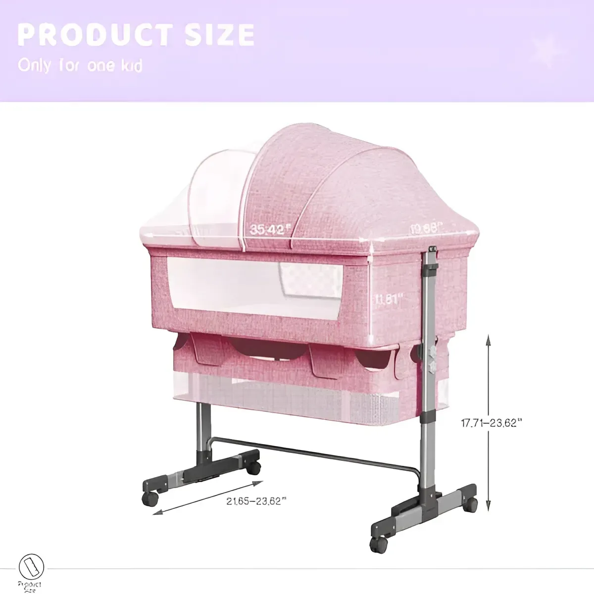 Baby Bassinet Bedside Sleeper 3-in-1 Adjustable Bedside Crib for Newborns & Infants