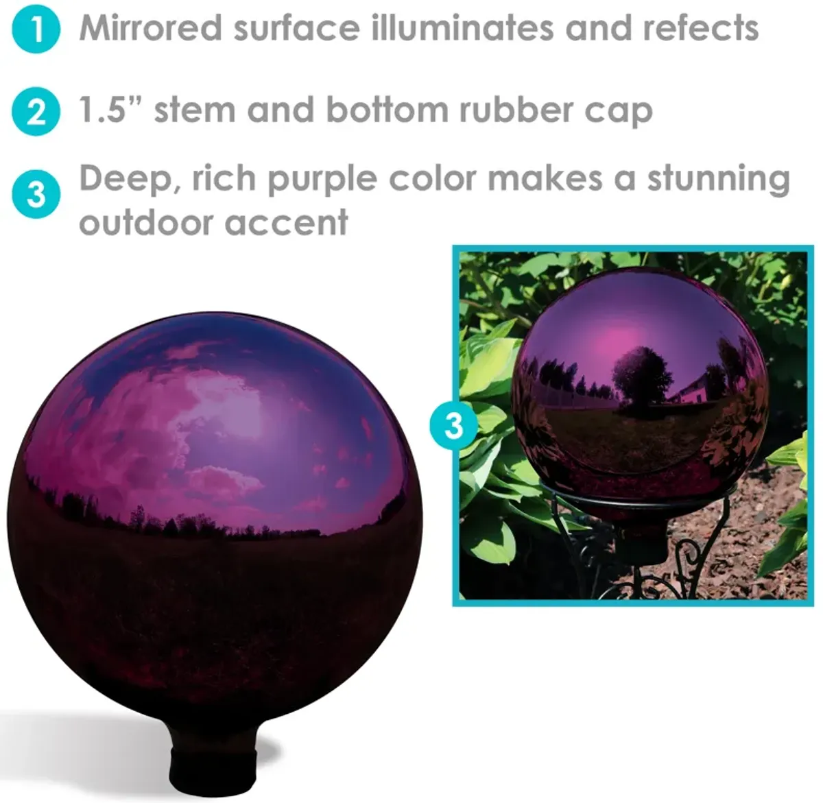 Sunnydaze Merlot Mirrored Surface Gazing Ball Globe - 10 in