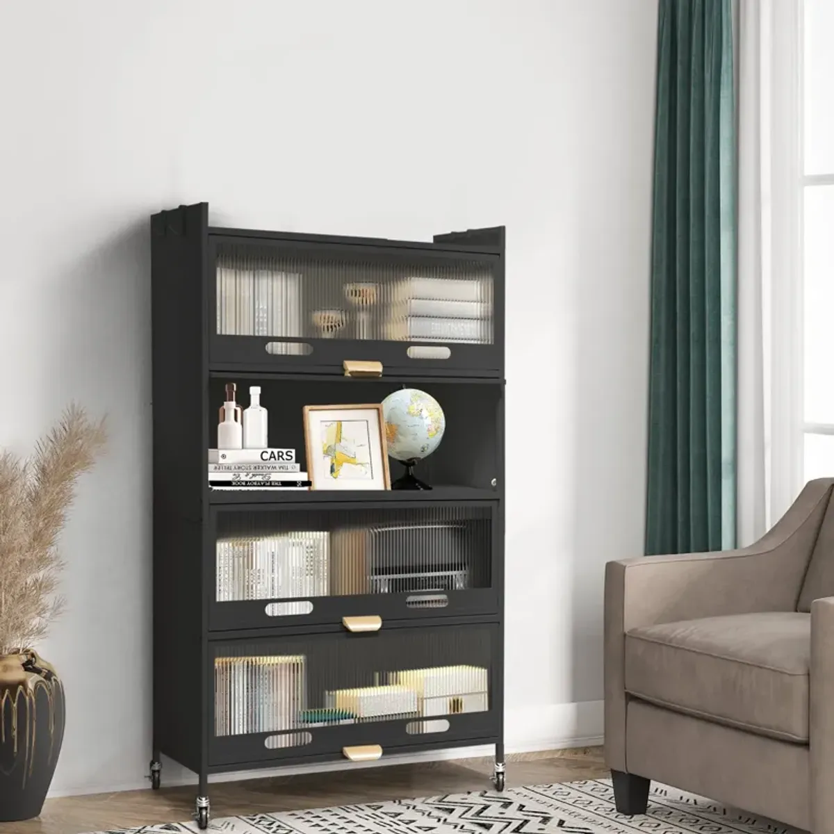 Mega Casa 57.46'' Tall Steel 4-Door And 5-Layer Organization Cabinet