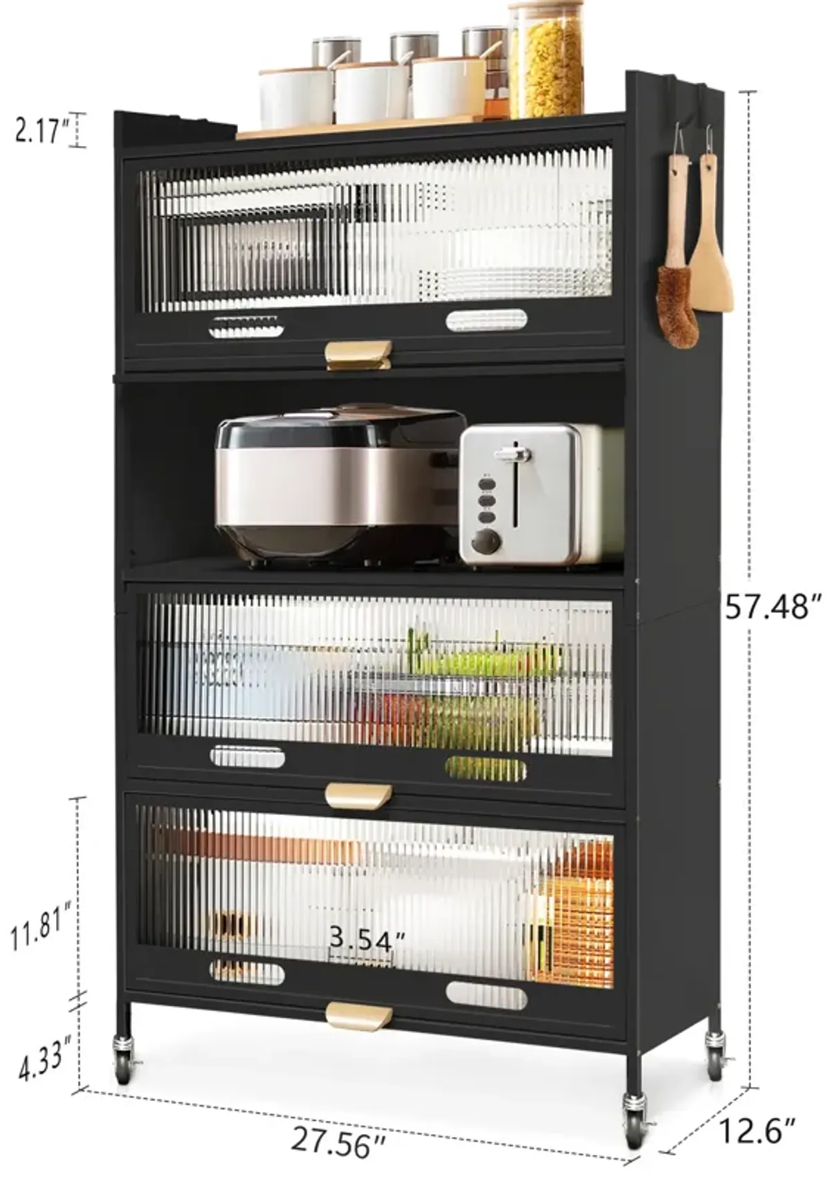 Mega Casa 57.46'' Tall Steel 4-Door And 5-Layer Organization Cabinet