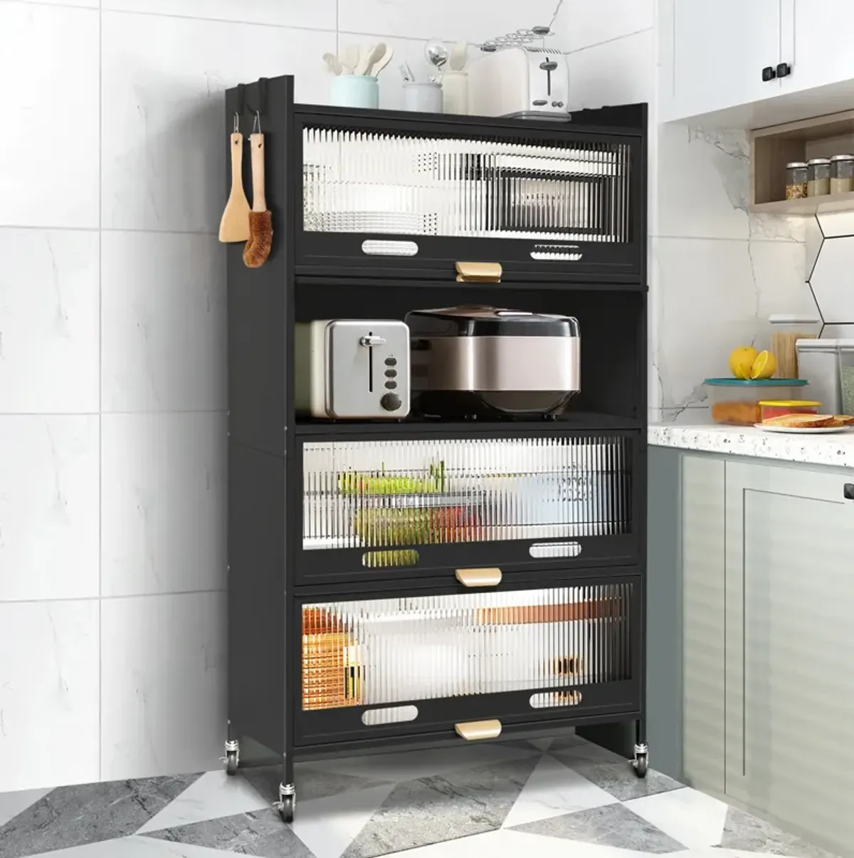 Mega Casa 57.46'' Tall Steel 4-Door And 5-Layer Organization Cabinet