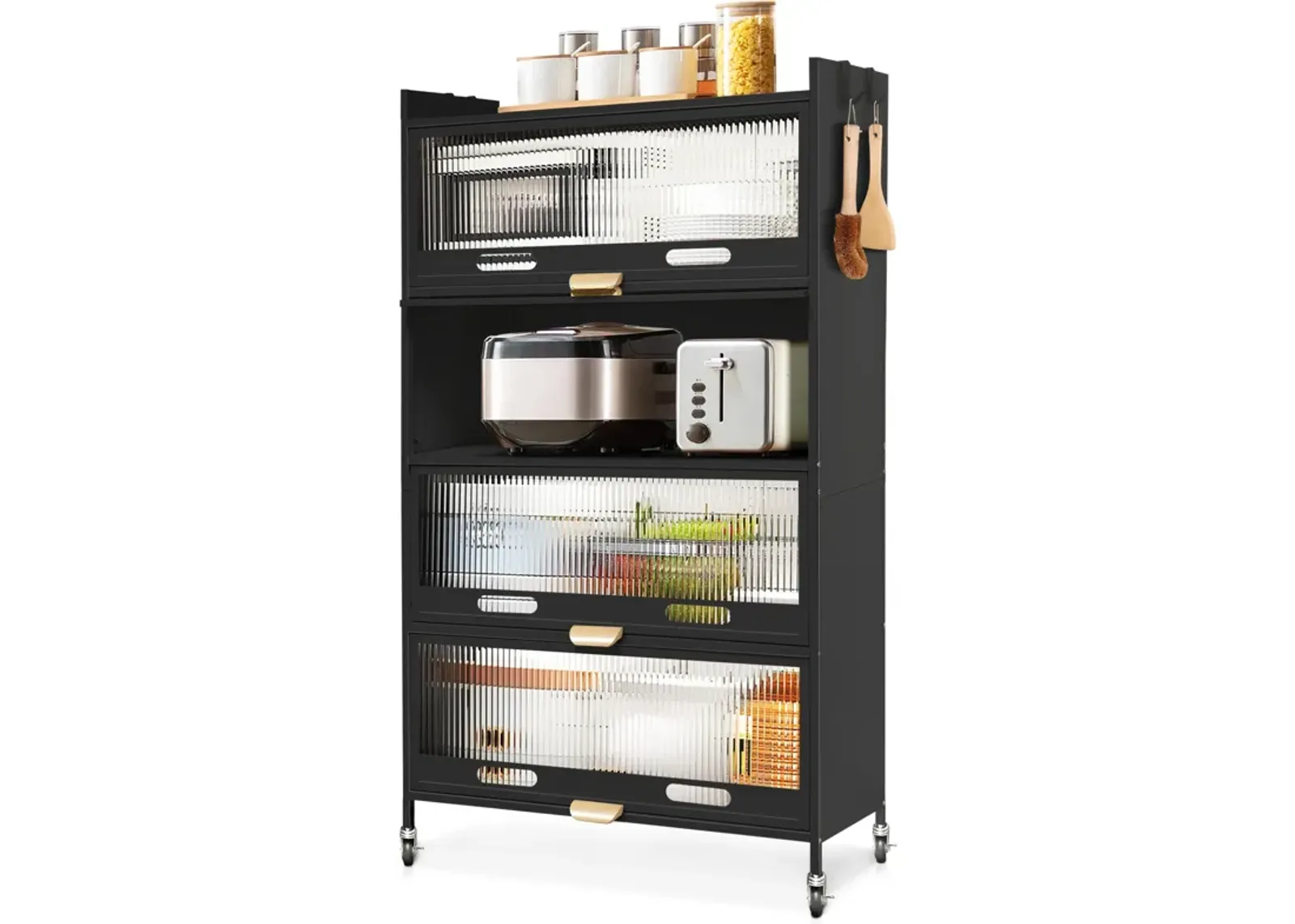 Mega Casa 57.46'' Tall Steel 4-Door And 5-Layer Organization Cabinet