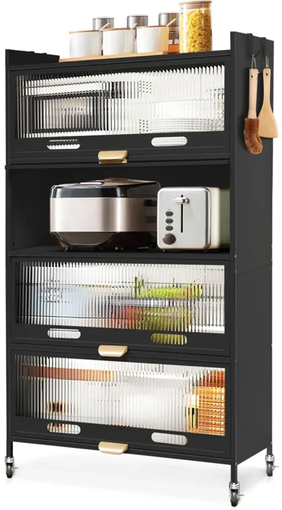 Mega Casa 57.46'' Tall Steel 4-Door And 5-Layer Organization Cabinet