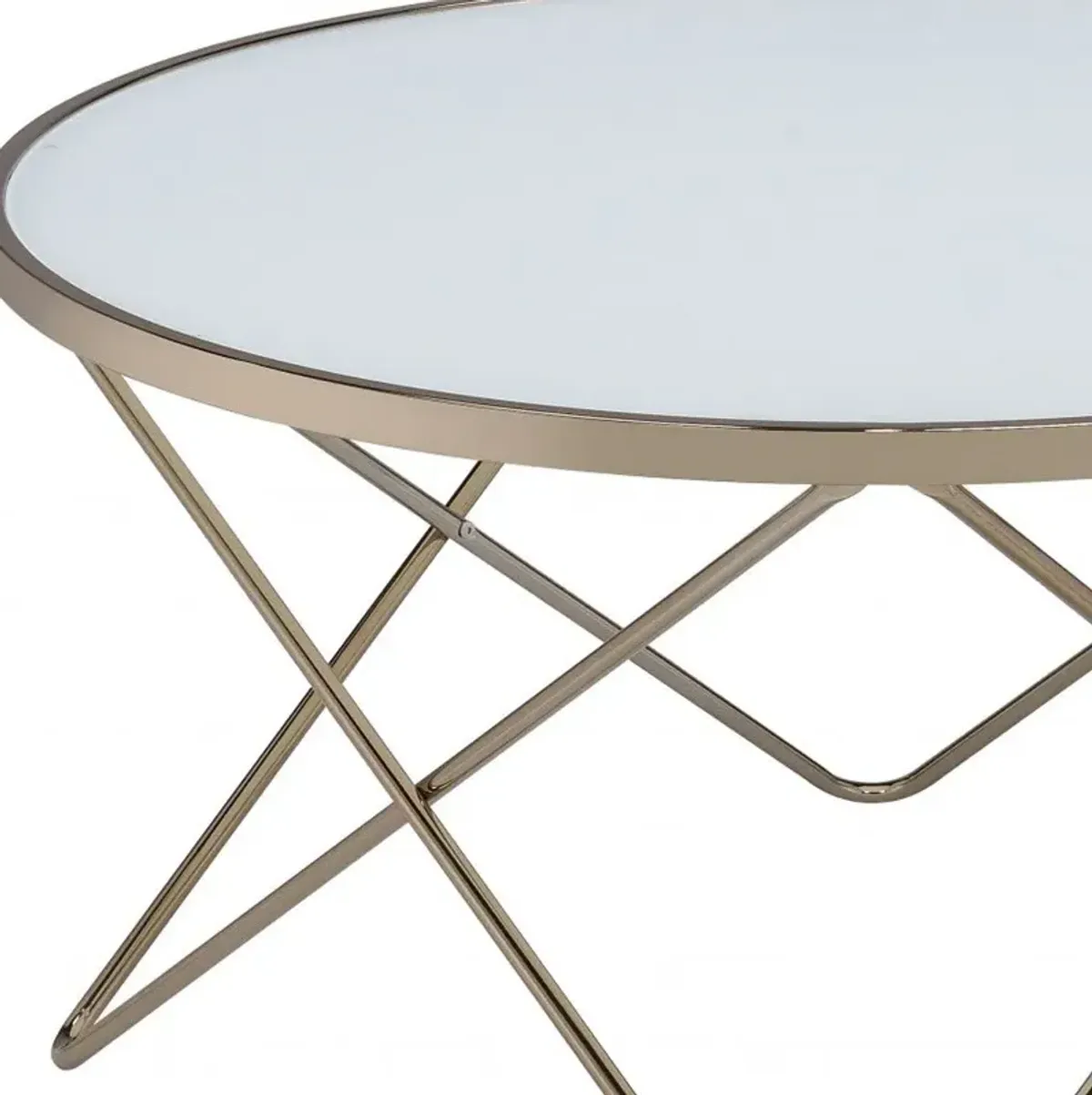 Hivvago 34" X 34" X 18" Frosted Glass Champagne Coffee Table