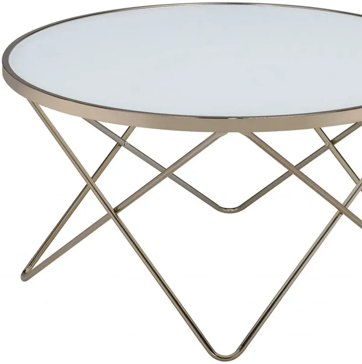 Hivvago 34" X 34" X 18" Frosted Glass Champagne Coffee Table