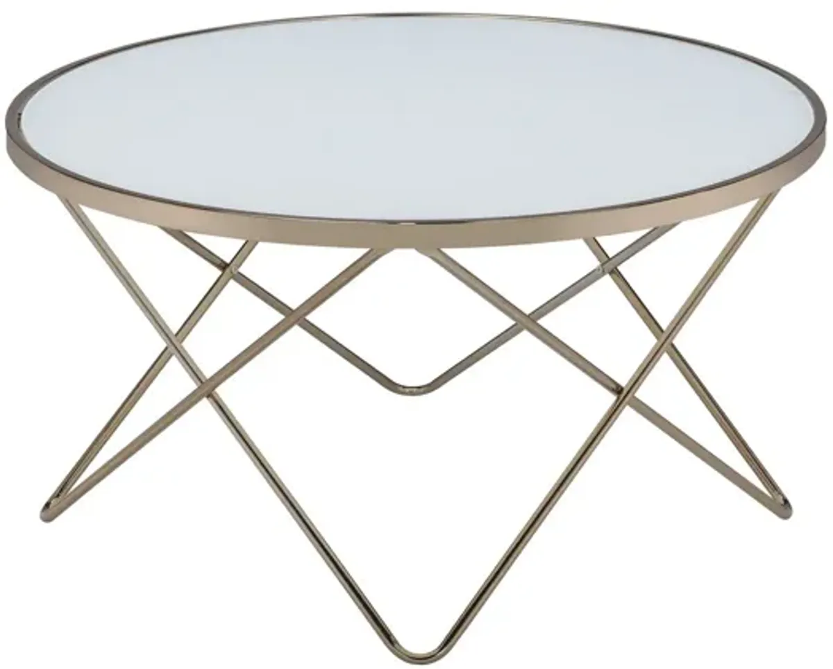 Hivvago 34" X 34" X 18" Frosted Glass Champagne Coffee Table