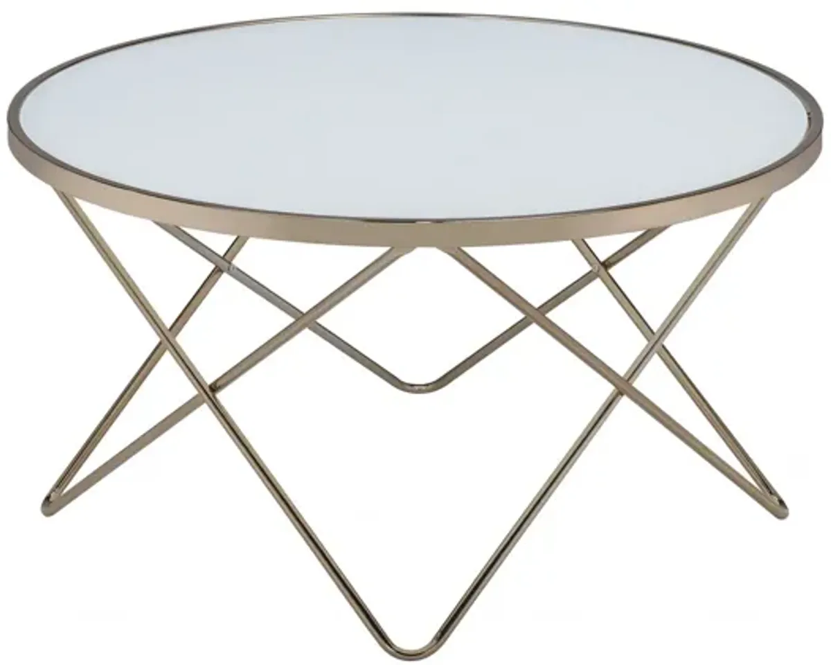 Hivvago 34" X 34" X 18" Frosted Glass Champagne Coffee Table