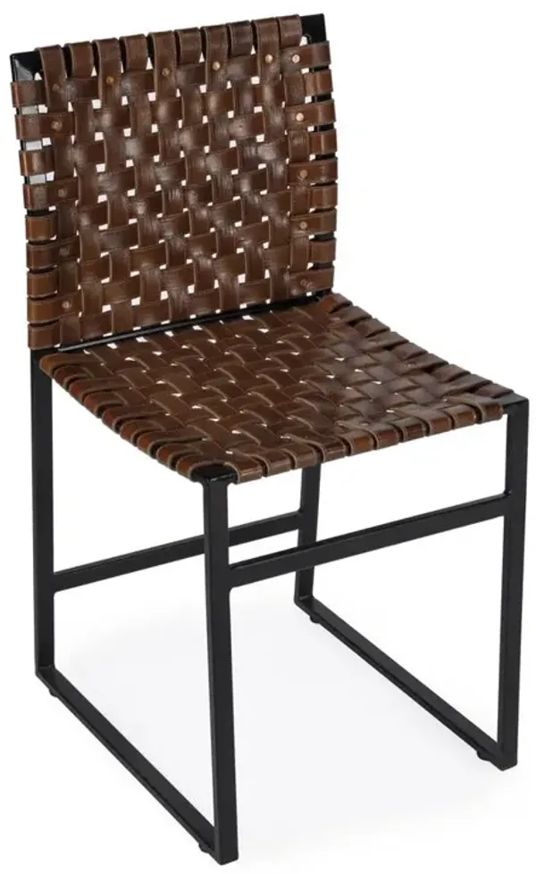 Butler Specialty Urban Woven Leather Side Chair, Medium Brown