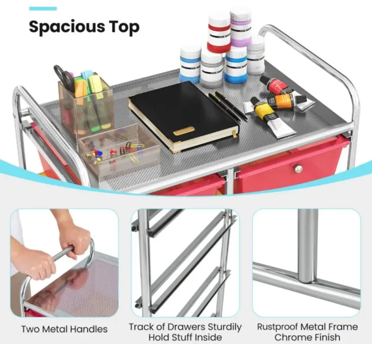 Hivvago 10-Drawer Rolling Storage Cart