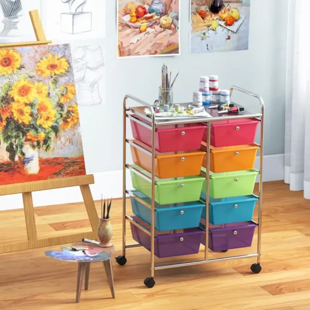 Hivvago 10-Drawer Rolling Storage Cart