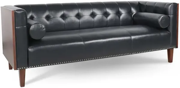 Wooden Decorated Arm 3 Seater Sofa