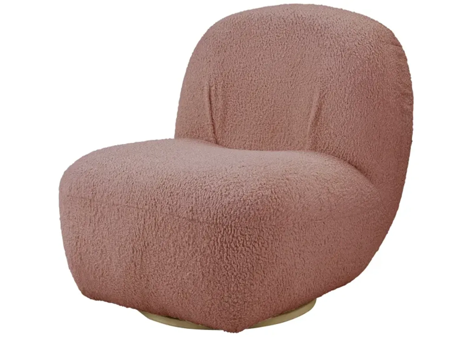 Yedid Accent Chair with Swivel In Pink Teddy Sherpa