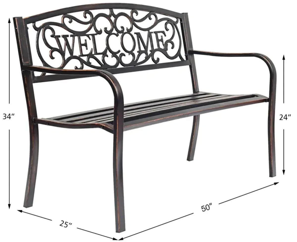 Outdoor Furniture Steel Frame Porch Garden Bench