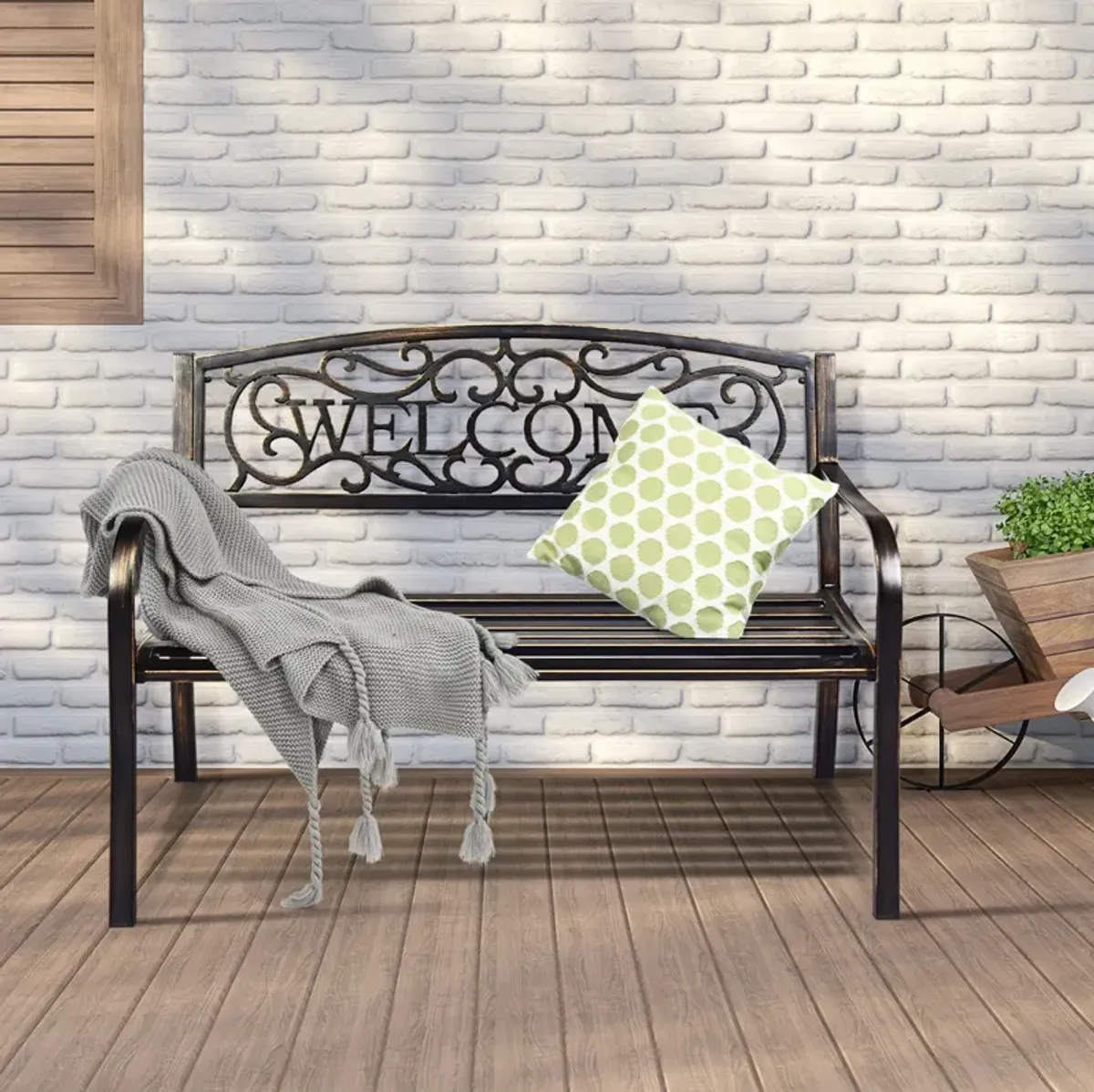 Outdoor Furniture Steel Frame Porch Garden Bench