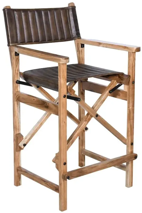 World Interiors Galway Folding Bar Chair In Antique Whiskey