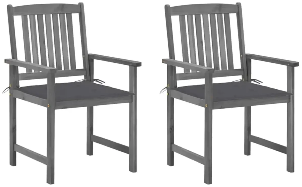 vidaXL Director's Chairs with Cushions 2 pcs Gray Solid Acacia Wood