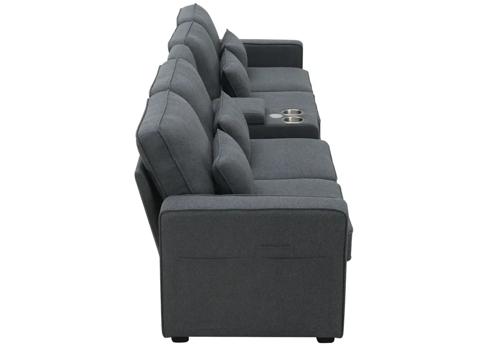 Merax Upholstered Sectional Sofa with Console