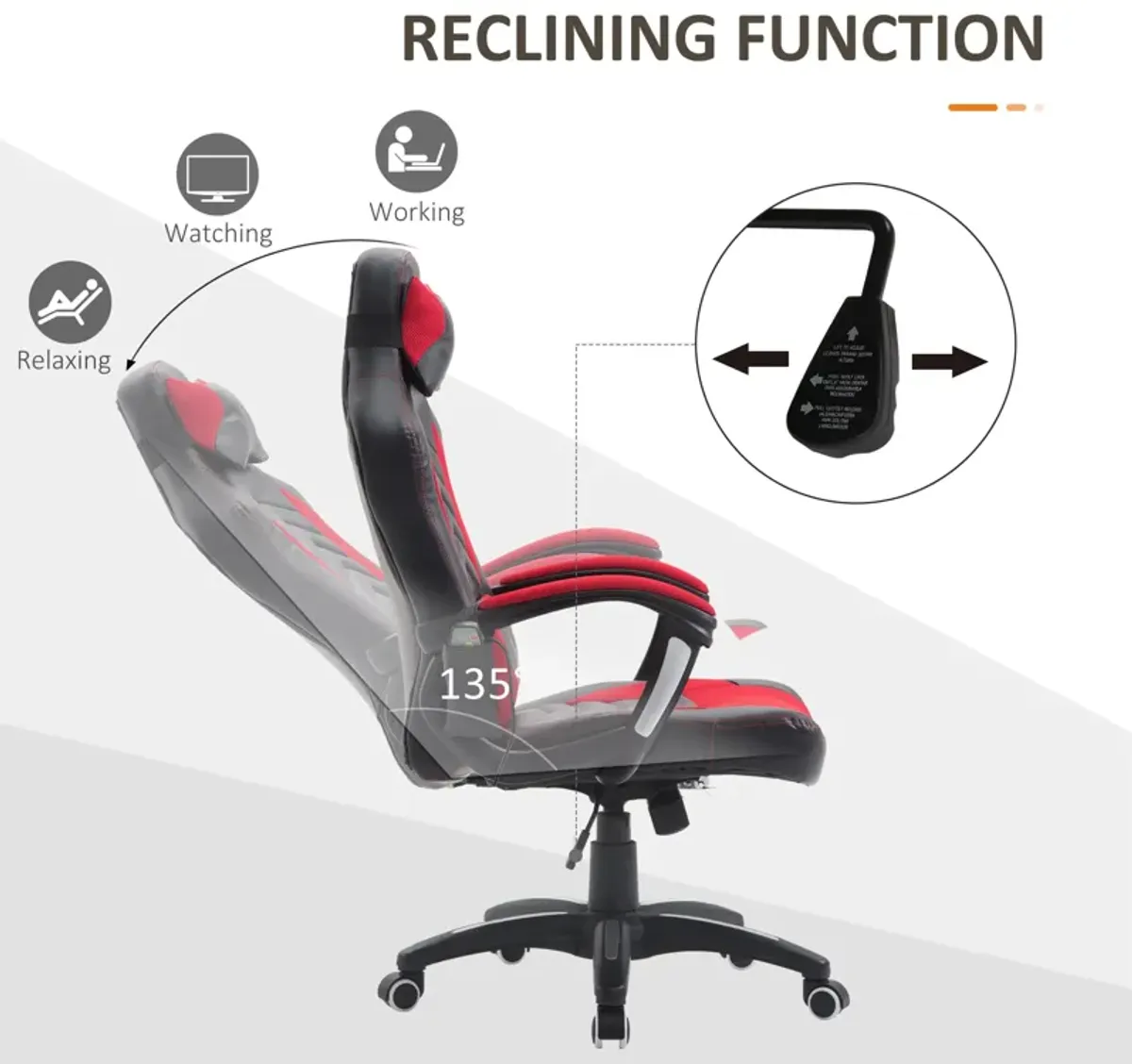 Luxe Office Comfort: Red/Black Vibrating Massage Chair with Lumbar Support