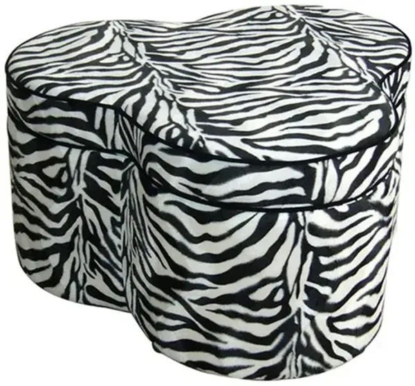 Hivvago 28" Black And White Polyester Blend Specialty Animal Print Storage Ottoman