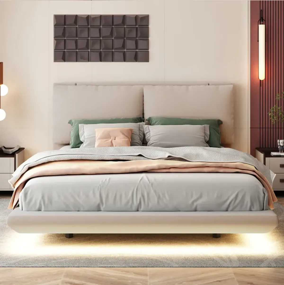 Merax Platform Bed with Sensor Light