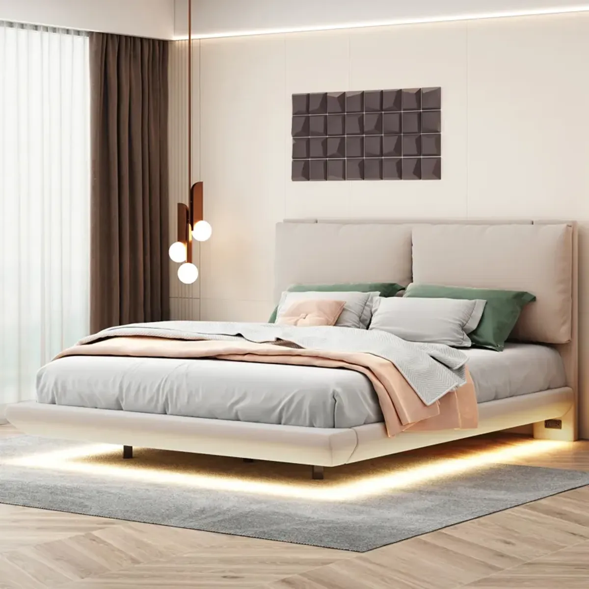 Merax Platform Bed with Sensor Light