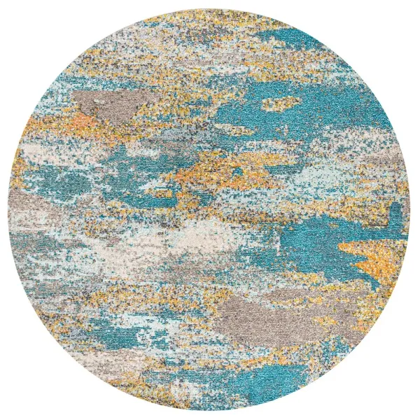 Contemporary Pop Modern Abstract Vintage Waterfall Round Area Rug