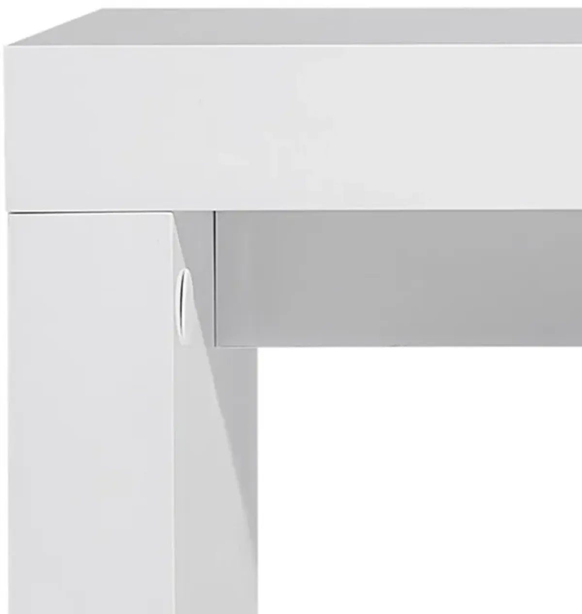 Libi 47 Inch Console Table, Minimalist Rectangular Top, Lacquered White - Benzara