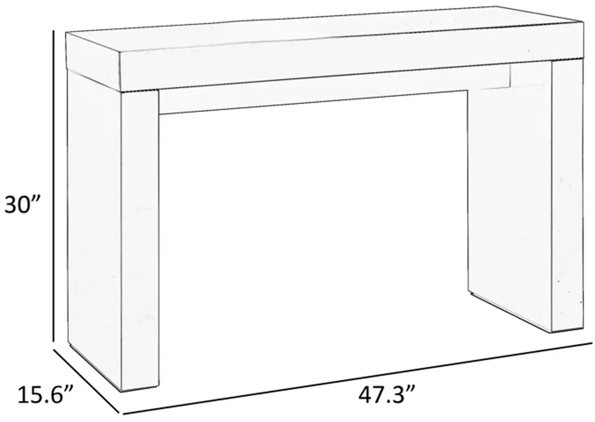 Libi 47 Inch Console Table, Minimalist Rectangular Top, Lacquered White - Benzara