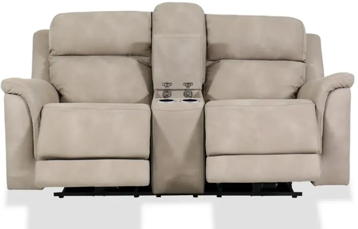 DuraPella Dual Power Reclining Loveseat with Console