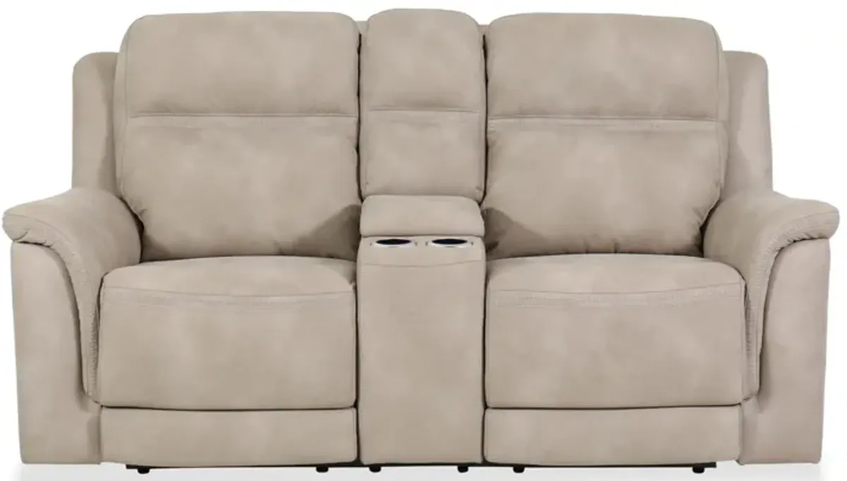 DuraPella Dual Power Reclining Loveseat with Console