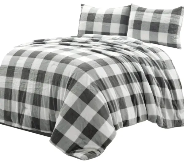 Cozy Faux Fur Plaid Comforter Set – Soft Bedding for All-Season Warmth