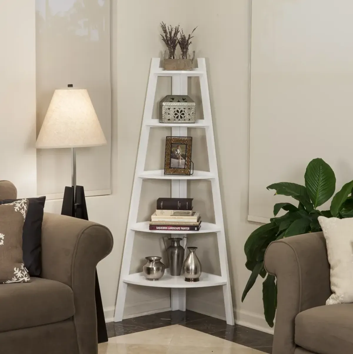 Five Tier Corner Ladder Display Bookshelf