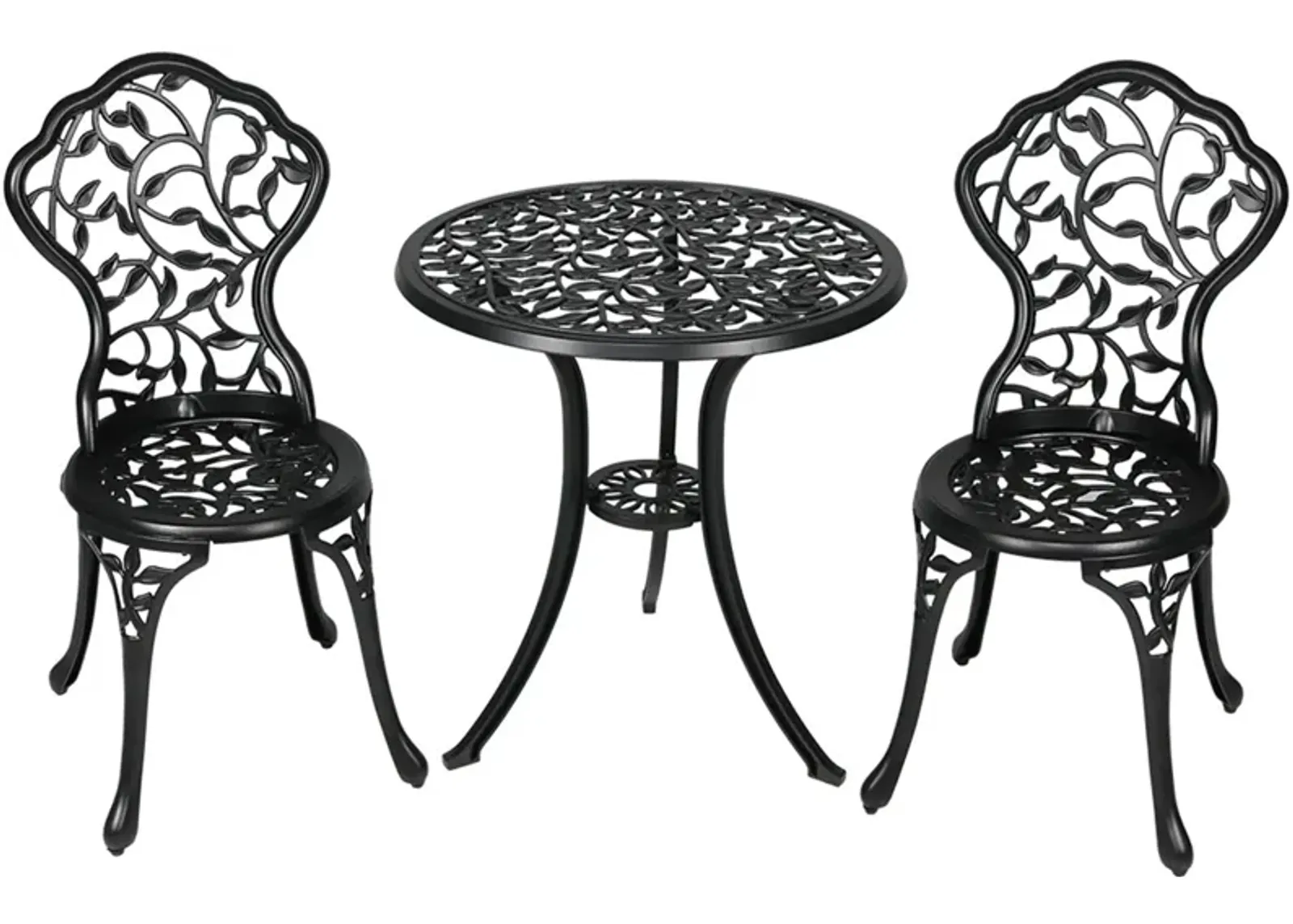 Sunnydaze Cast Aluminum 3-Piece Patio Bistro Set - Black