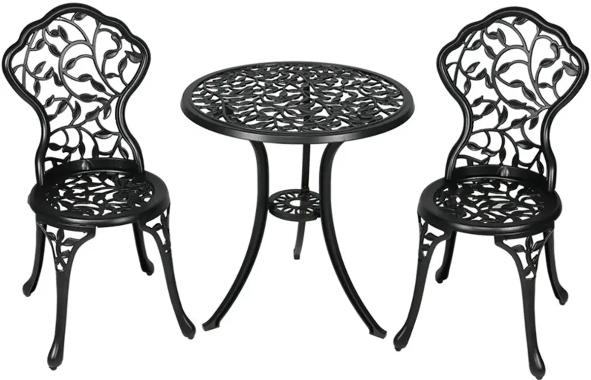 Sunnydaze Cast Aluminum 3-Piece Patio Bistro Set - Black