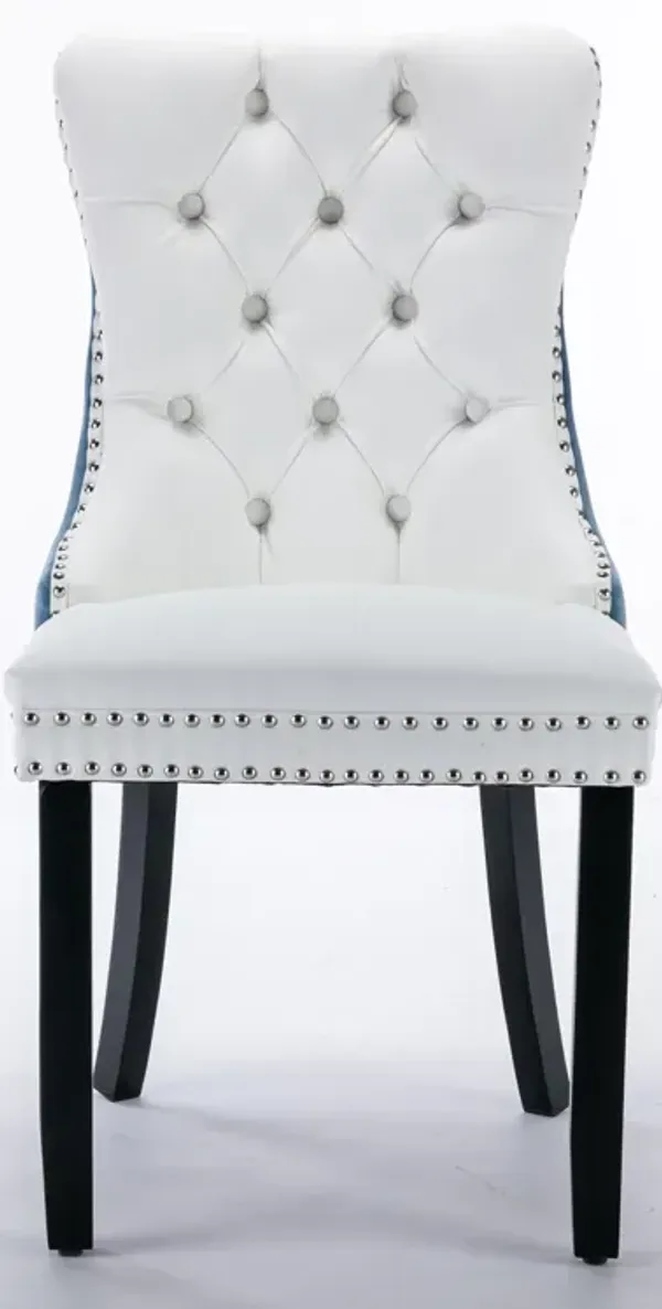 Streamdale High-end Contemporary Dining Chair Set, White+Light Blue