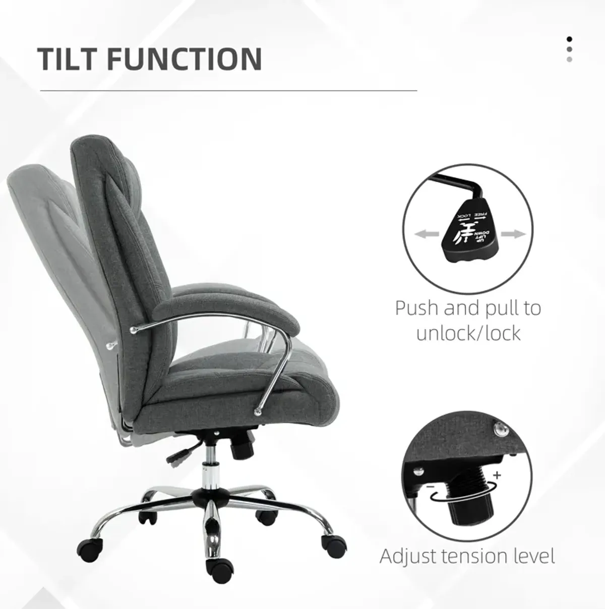 Grey Executive Seating: High Back Office Chair with Padded Armrests