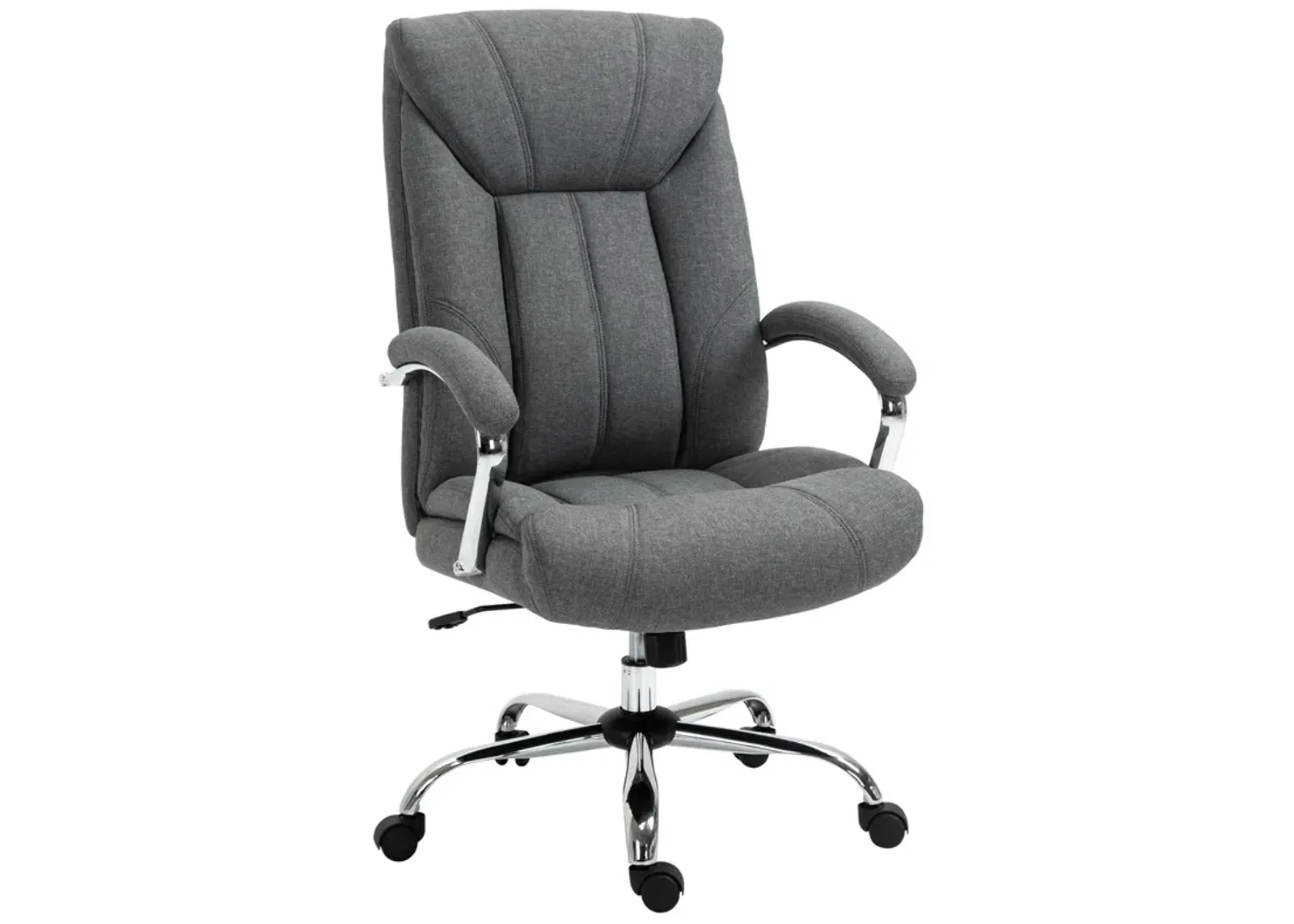 Grey Executive Seating: High Back Office Chair with Padded Armrests