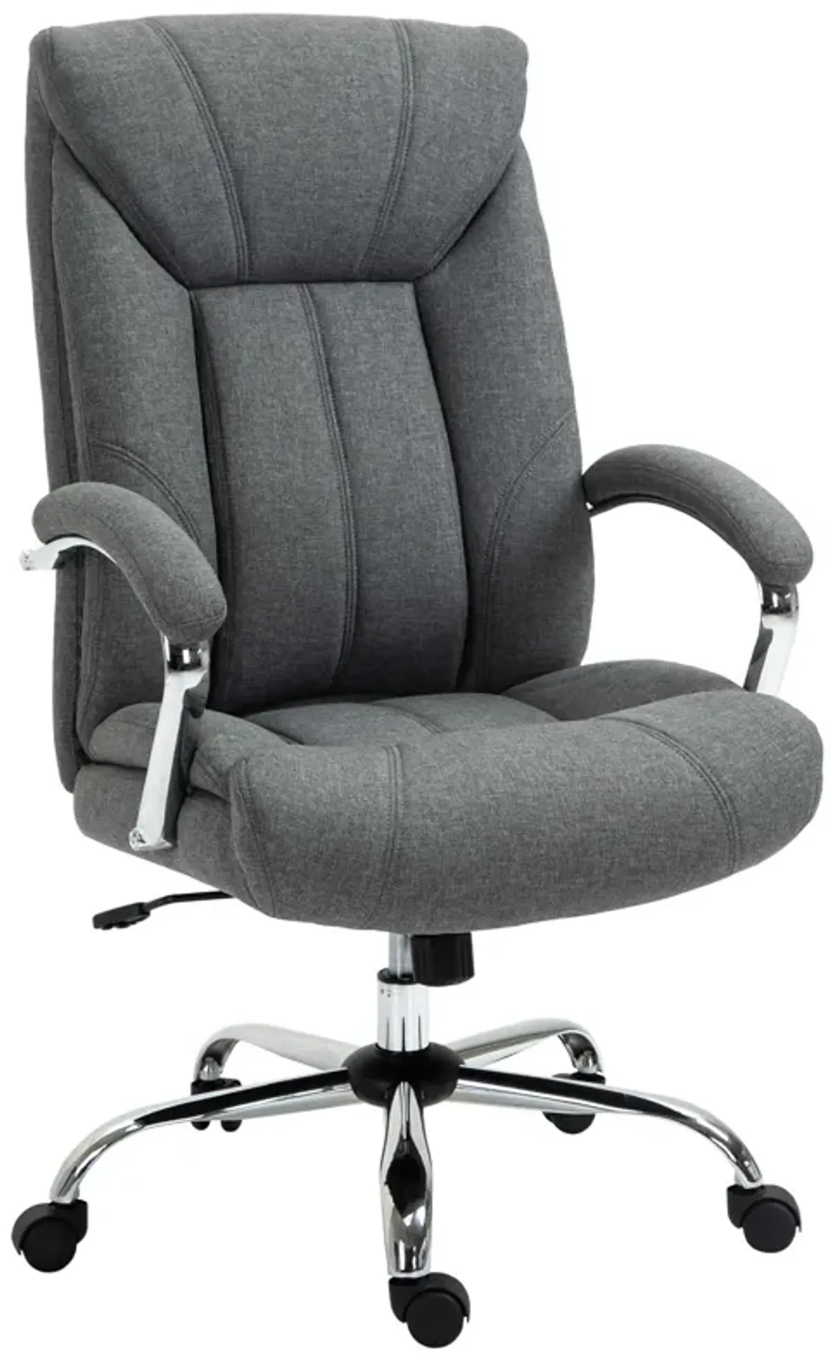 Grey Executive Seating: High Back Office Chair with Padded Armrests