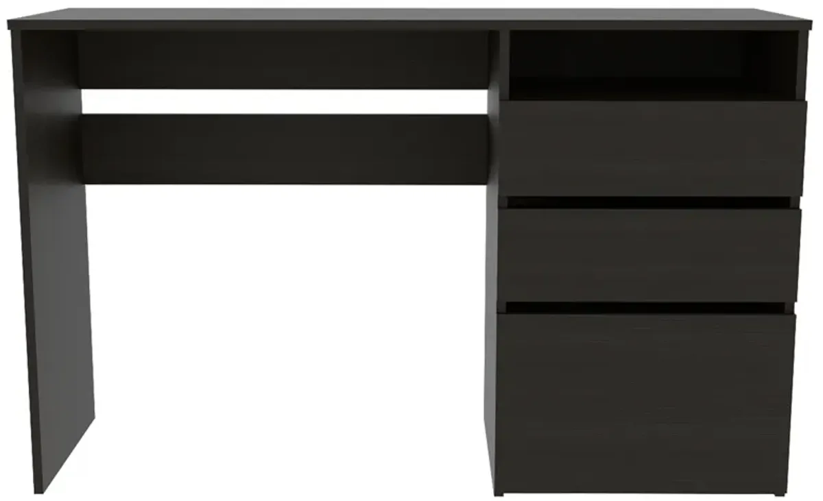 DEPOT E-SHOP Kenai 3 Drawers Computer Desk, One Shelf, Black