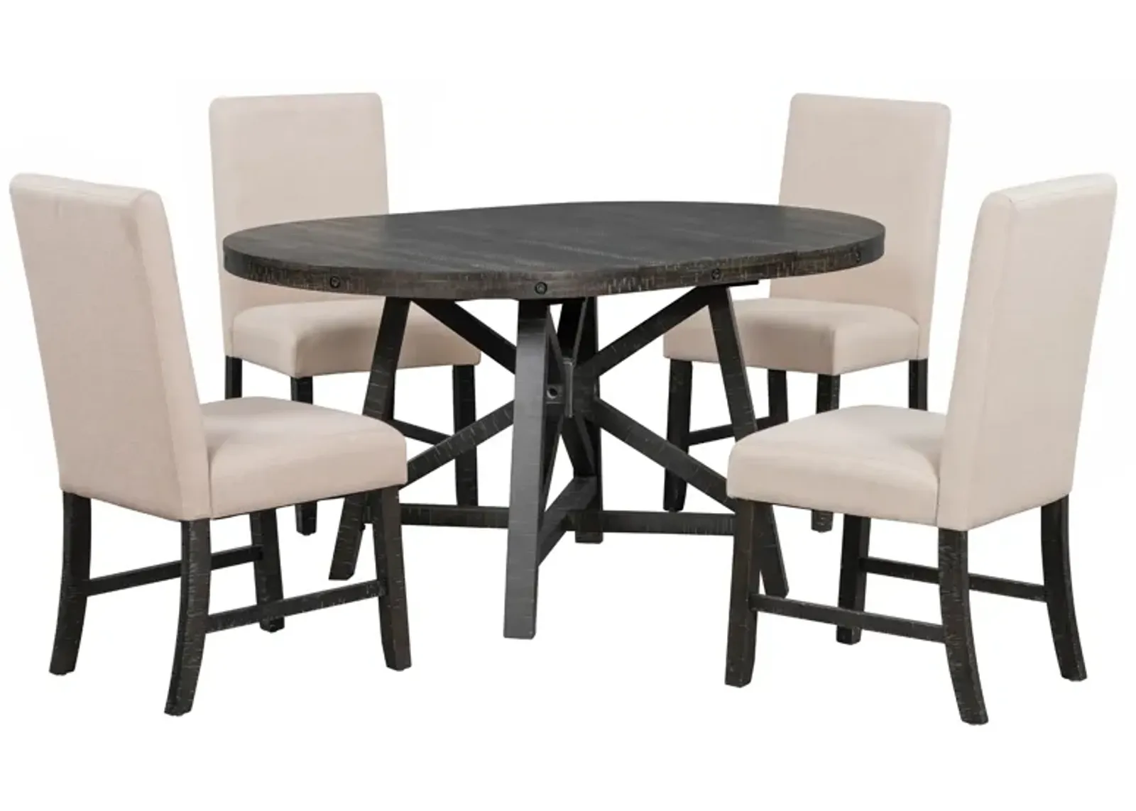 Merax Retro Dining Set with Extendable Round Table