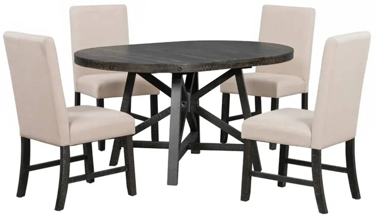 Merax Retro Dining Set with Extendable Round Table