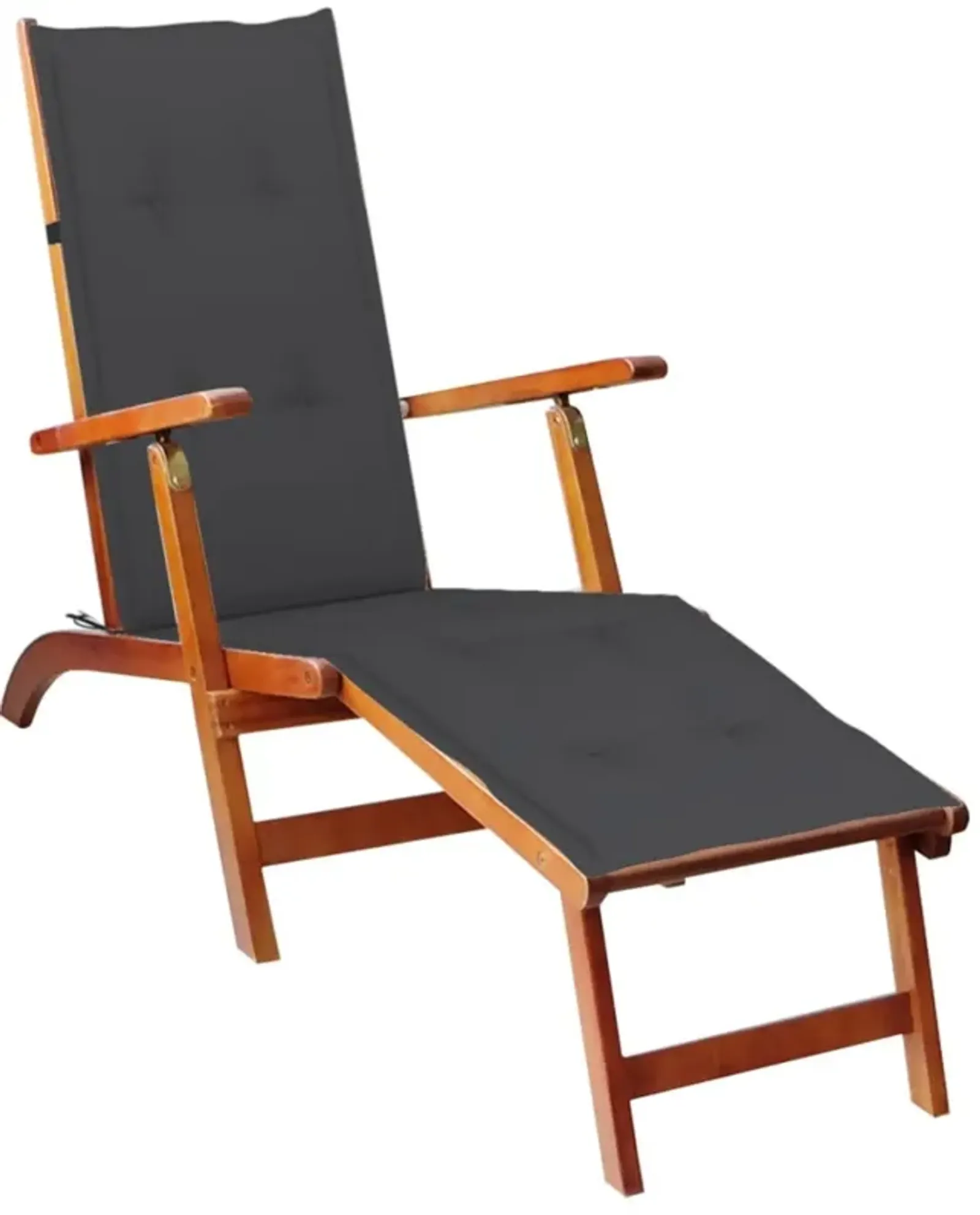 vidaXL Outdoor Deck Chair with Footrest and Cushion Solid Acacia Wood