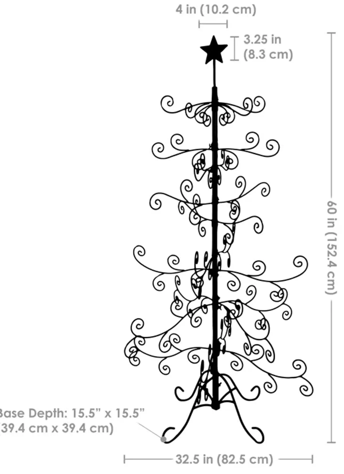 Sunnydaze Noelle Indoor Black Metal Christmas Ornament Tree - 5 ft