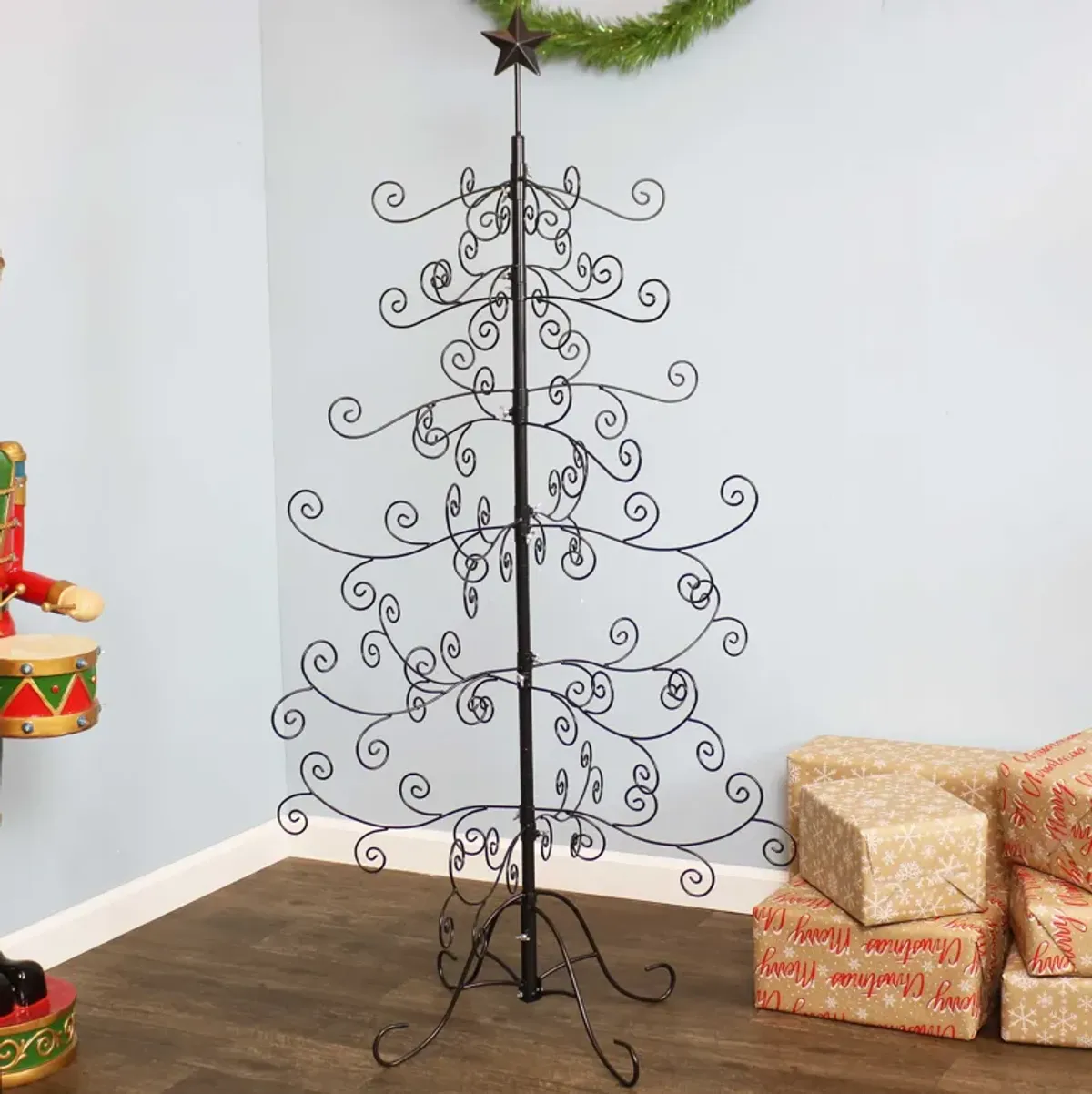 Sunnydaze Noelle Indoor Black Metal Christmas Ornament Tree - 5 ft