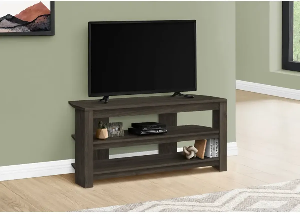 Monarch Specialties I 2514 Tv Stand, 42 Inch, Console, Media Entertainment Center, Storage Shelves, Living Room, Bedroom, Laminate, Brown, Contemporary, Modern